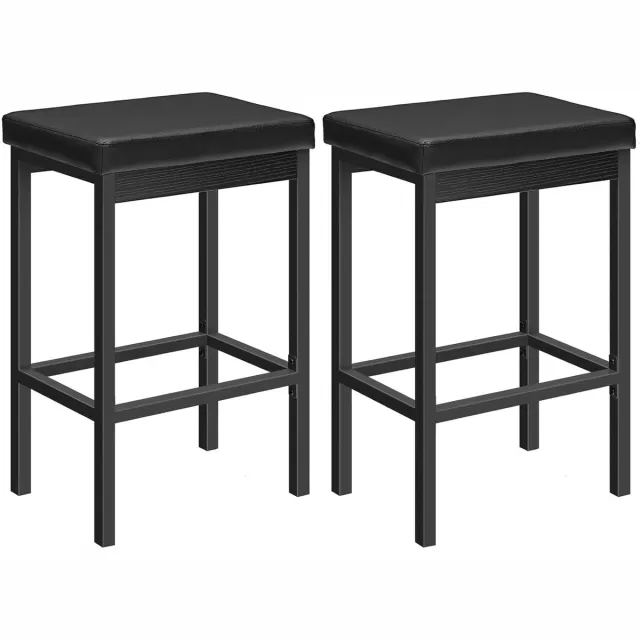 Trankielo Stijlvolle Barkruk Set van 2 – 63 cm Hoog – Comfortabele Zitkussens – Perfect voor Keuken, Restaurant, en Café – Duurzaam & Eenvoudige montage – Zwart