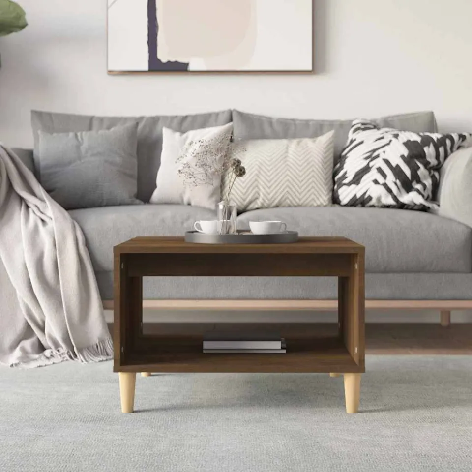 vidaXL Salontafel 60x50x40 cm bewerkt hout bruin eikenkleur, foto 3