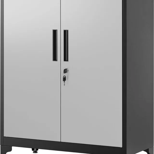 Songmics Dossierkast - multifunctionele kast - kantoorkast met 2 deuren - kast afsluitbaar - opbergkast van staal - voor werkkamer - woonkamer - 40D x 80B x 90H cm - zilver en zwart