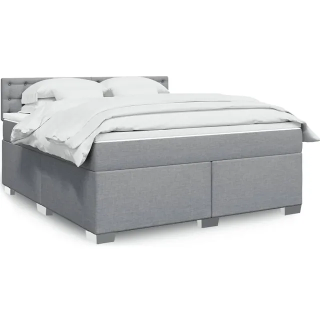 vidaXL Boxspring met matras stof lichtgrijs 180x200 cm grijs