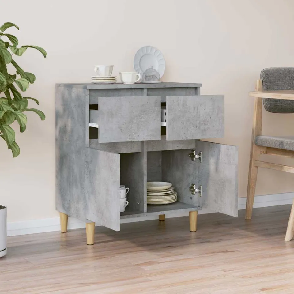 vidaXL Dressoir 60x35x70 cm bewerkt hout betongrijs grijs, foto 3