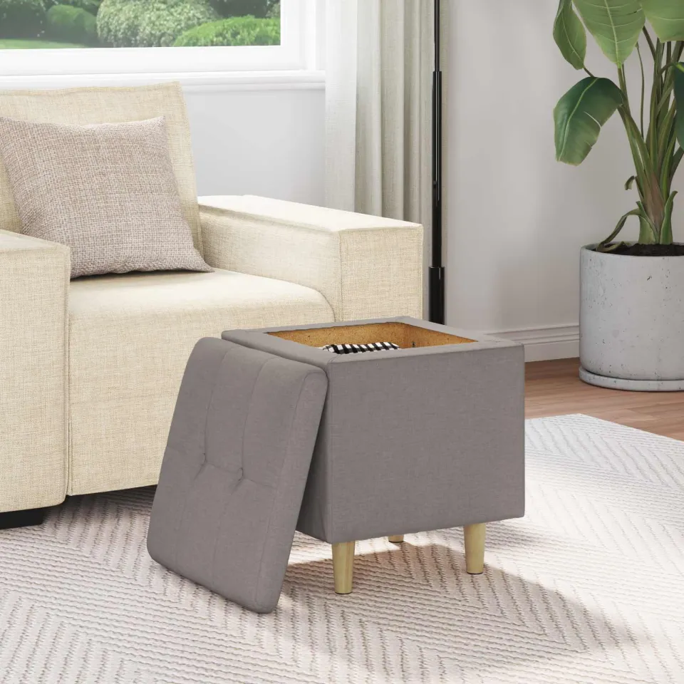 vidaXL Ottoman met Opbergruimte Taupe 40 x 40 x 45 cm Stof, foto 4