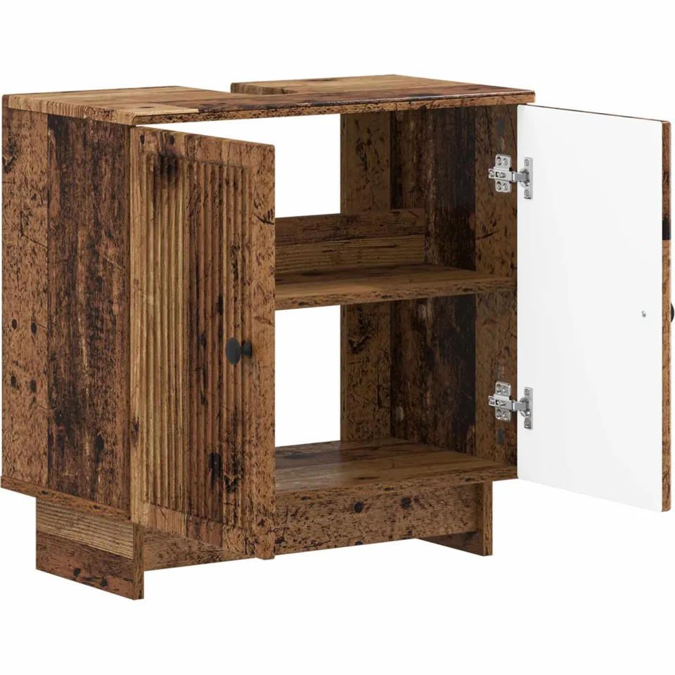 vidaXL Badkamer wastafelkast EDE Oud hout 59,5 x 31,5 x 59 cm Bruin