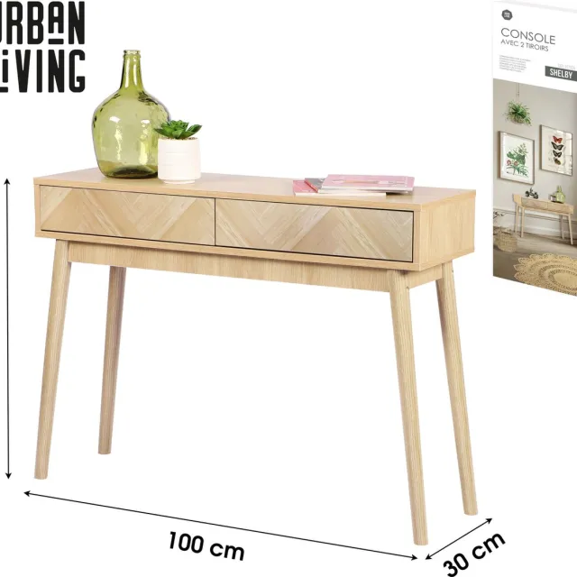 Urban Living CONSOLE MET 2 LADES PUSH-PULL SYSTEEM 100X30XH75CM beige