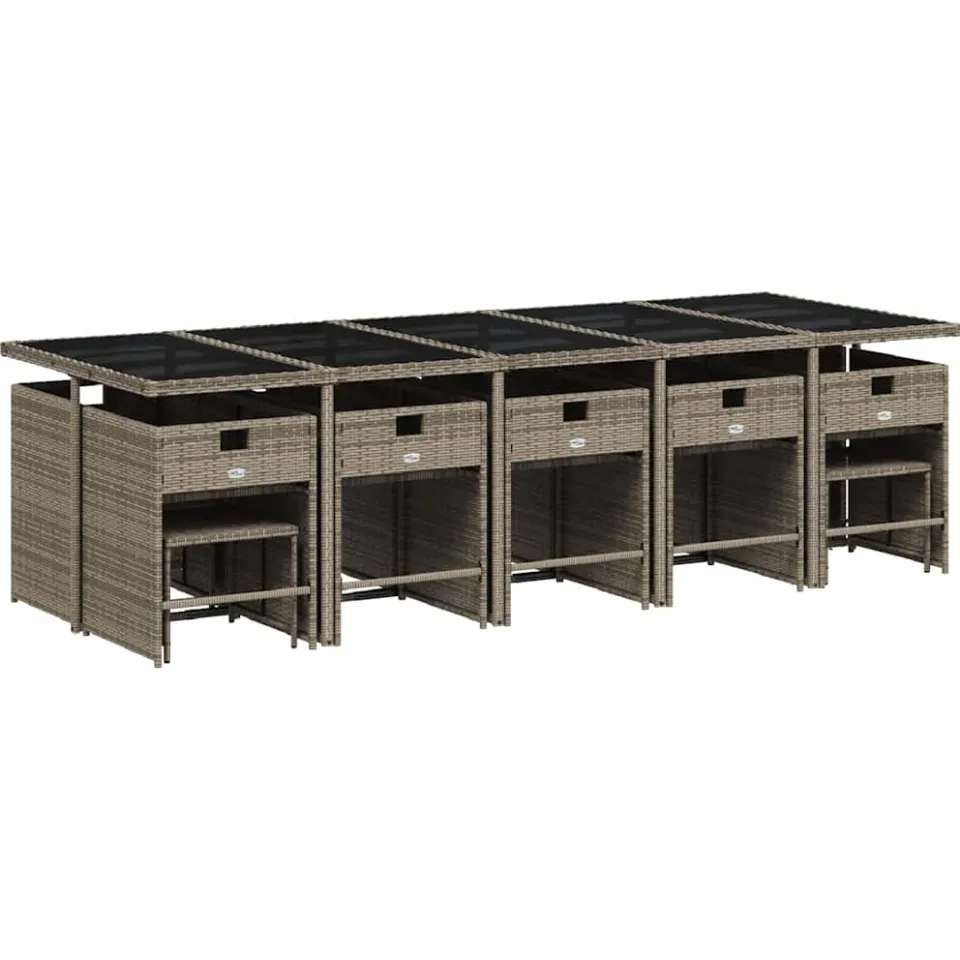 vidaXL 15-delige Tuinset met kussens poly rattan grijs, foto 4