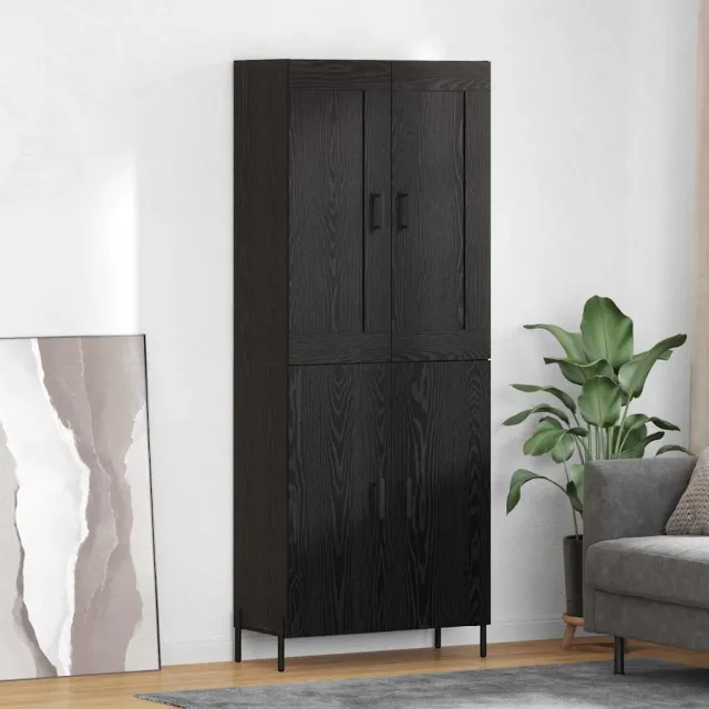 vidaXL Hoge kast 2 st Zwart Eiken 69,5 x 34 x 180 cm Bewerkt hout