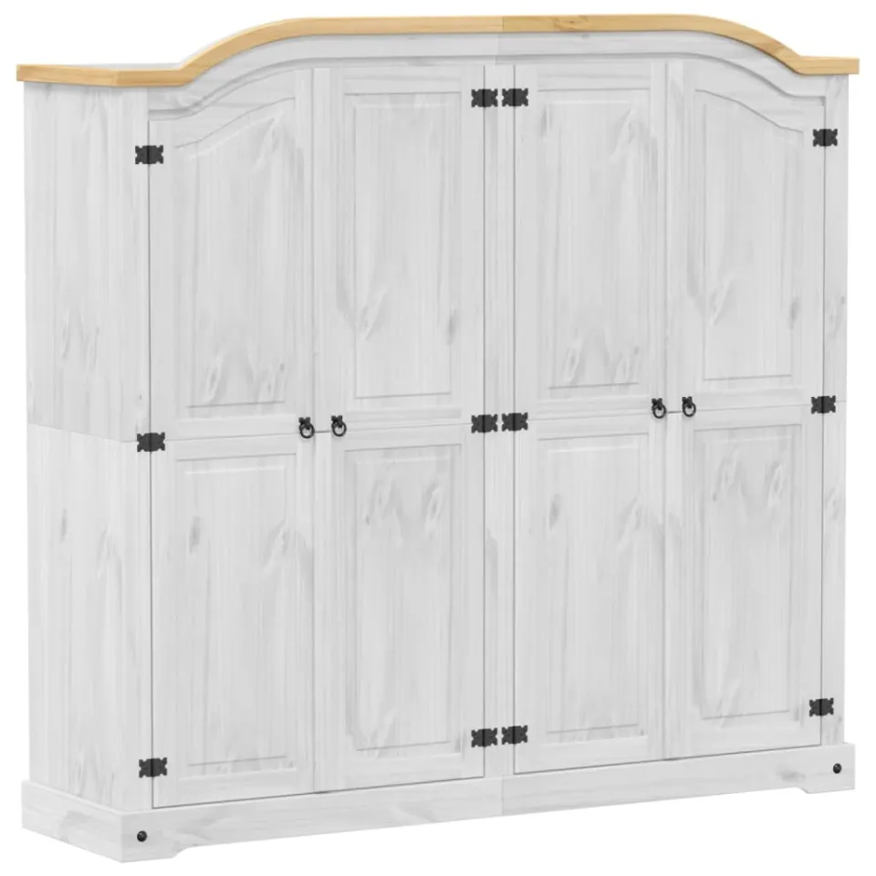 vidaXL Kledingkast Corona wit 194x52x186 cm massief grenenhout, foto 3