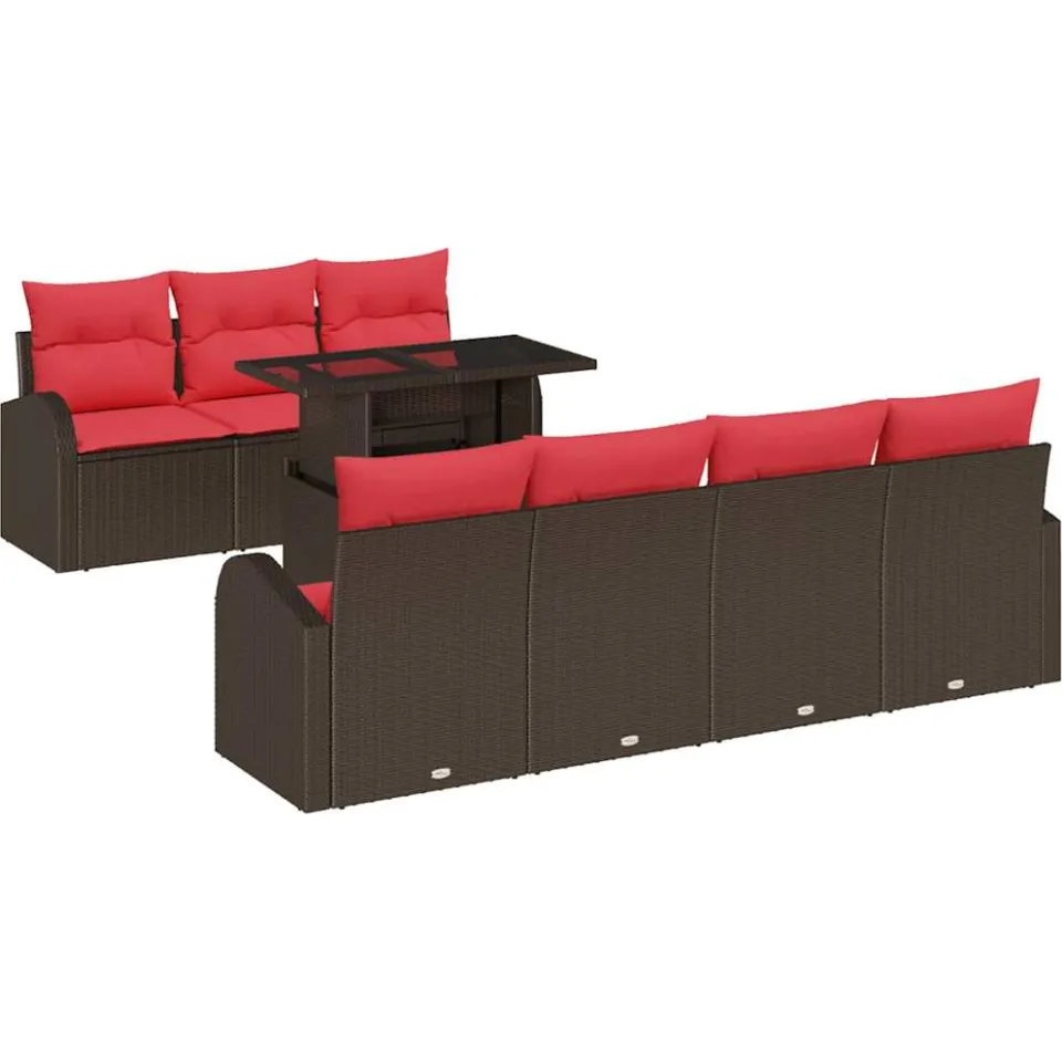 vidaXL Tuin Sofa Set 8 st Bruin Poly riet