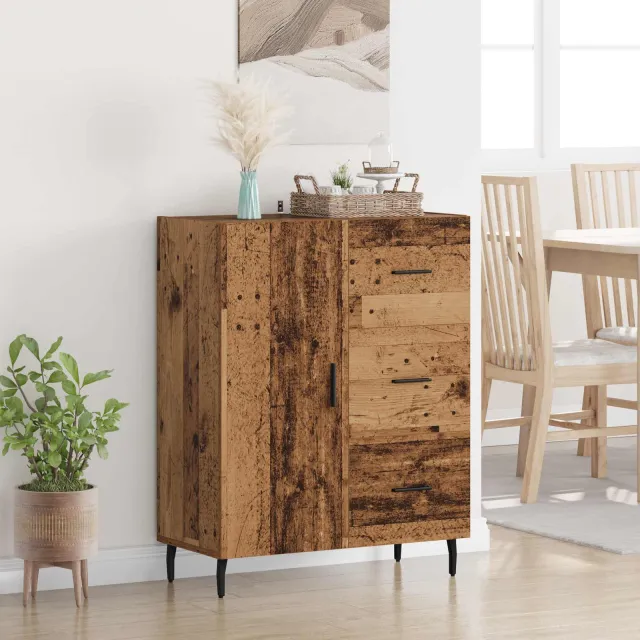 vidaXL Dressoir Oud Hout 69,5 x 34 x 90 cm Gemonteerd hout en ijzer Bruin