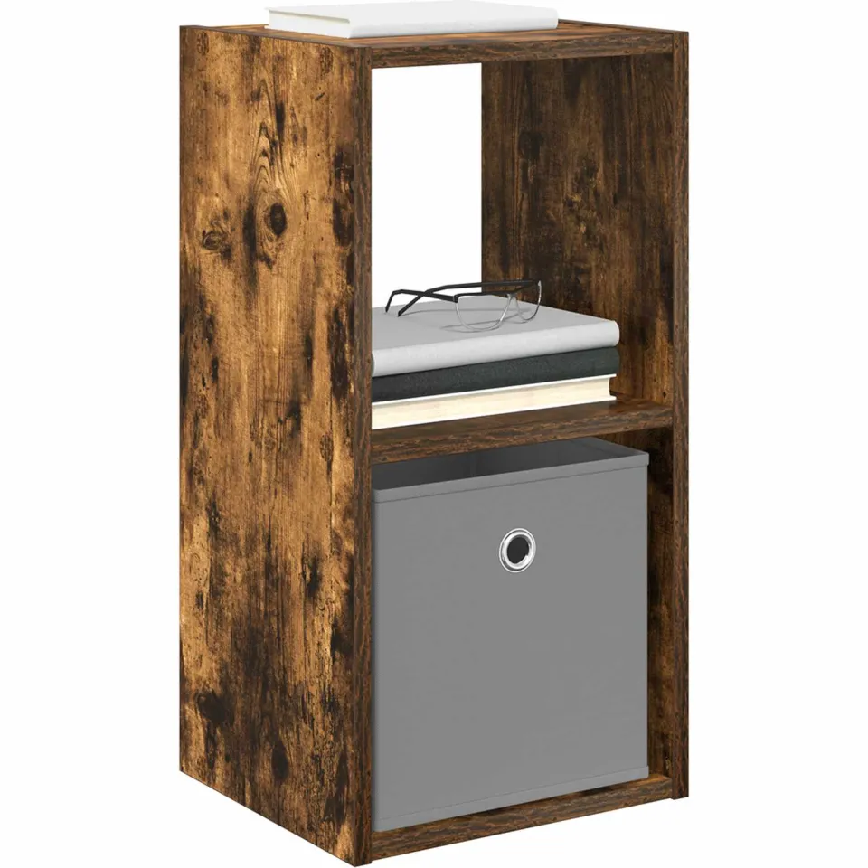 vidaXL Nachtkastje 2 st Gerookt eiken 30,5 x 27 x 59,5 cm Bewerkt hout Bruin