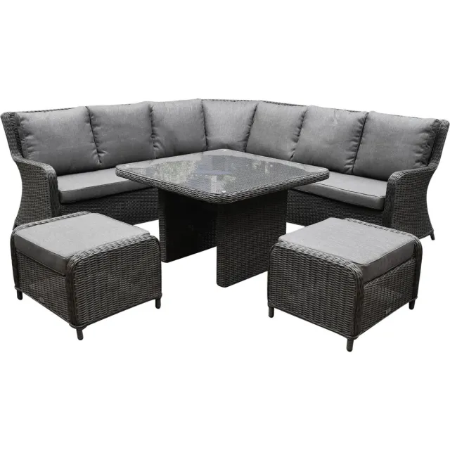 premium collection Bilbao premium dining hoek loungeset 6 delig antraciet wicker
