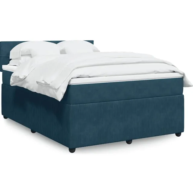 vidaXL Boxspring met matras fluweel blauw 160x200 cm