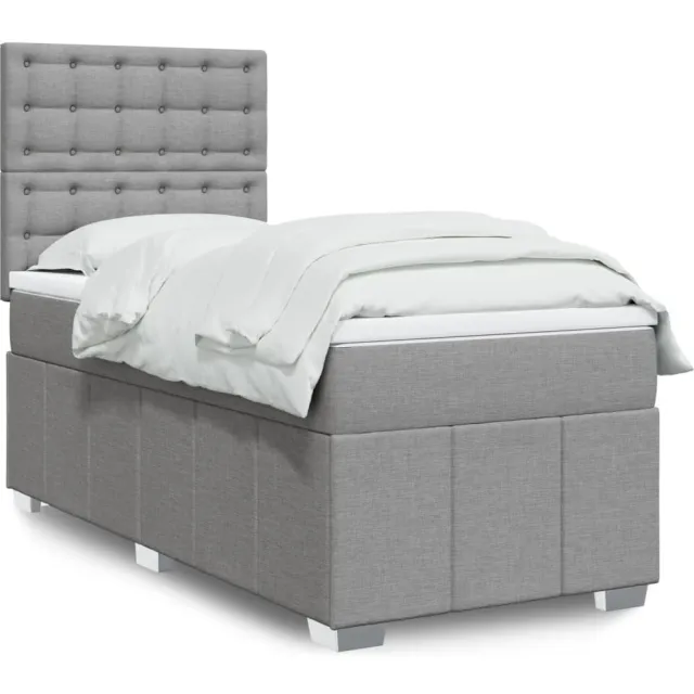 vidaXL Boxspring met matras stof lichtgrijs 80x200 cm grijs