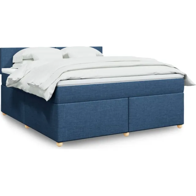 vidaXL Boxspring met matras stof blauw 180x200 cm