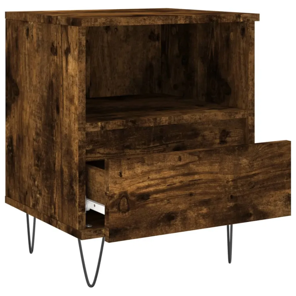 vidaXL Nachtkastjes 2 st 40x35x50 cm bewerkt hout gerookt eikenkleurig, foto 4