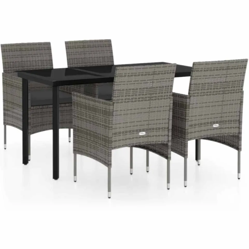 vidaXL 5-delige Tuinset met kussens grijs en zwart, foto 3