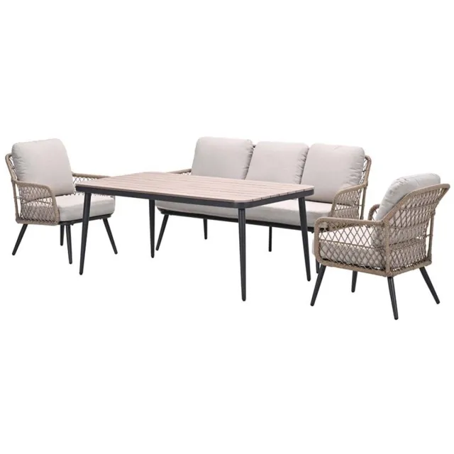 Garden Impressions Allasio lounge-dining sofa set - 4-dlg. - c. black - desert sand - VW