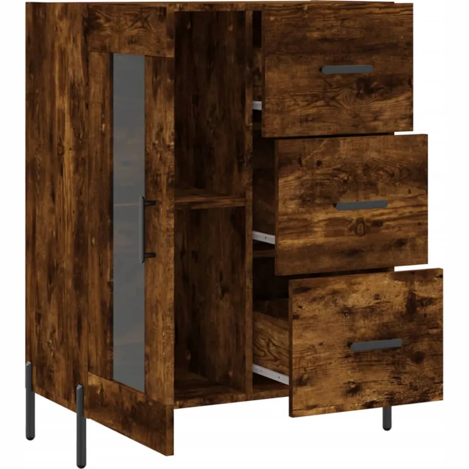 vidaXL Dressoir 69,5x34x90 cm bewerkt hout gerookt eikenkleurig, foto 4