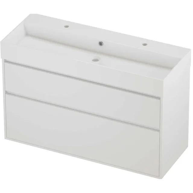 Proline Zara Badmeubelset Porselein Loft 2 Kraangaten Greeploos 120x46x78 cm Glans Wit Mat White Mat Wit