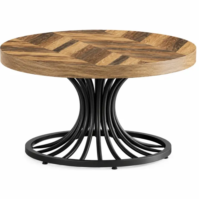 Mura Logistiek Mura Salontafel - Coffee Tabel - Bijzettafel - Koffietafel - Houten Tafel - Cocktailtafel - Metalen Voet - Hout - Bruin+Zwart