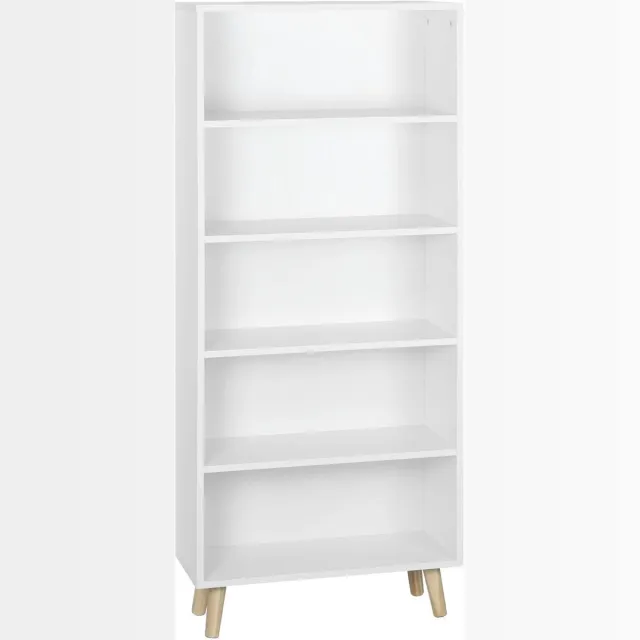 Klarven Boekenkast Wit - Boekenkast Kind - Boekenkastje - Boekenkasten - Boekenkast Kinderen - Bookcase - 5 Open Vakken - Ruimtebesparend en Stevig - Draagvermogen 15 kg per Vak - B60xd24xh144cm