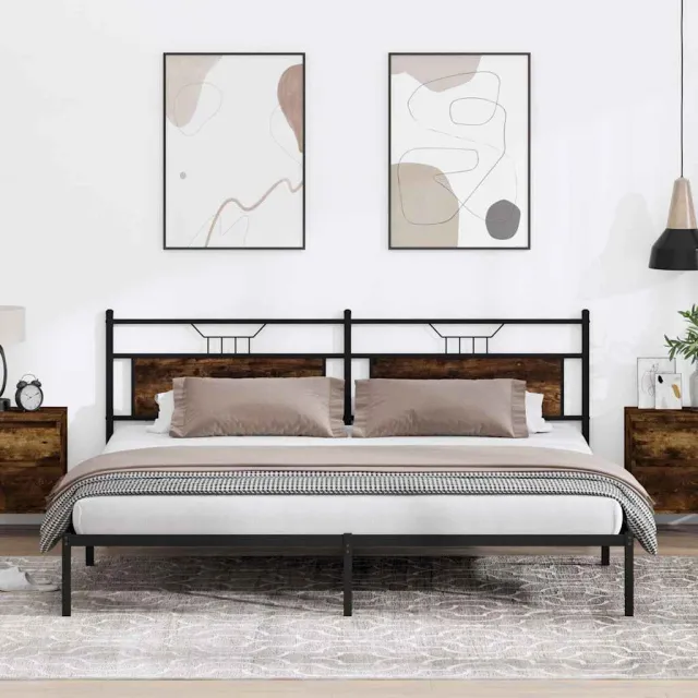 vidaXL Bedframe zonder matras 193x203 cm spaanplaat gerookt eiken Bruin