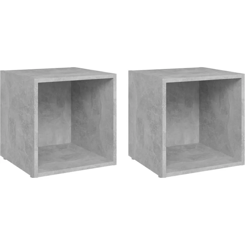 vidaXL Tv-meubelen 2 st 37x35x37 cm bewerkt hout betongrijs