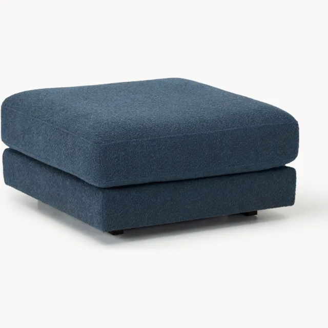 Westwing Collection Bouclé poef Tribeca Blauw