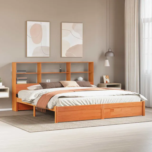 vidaXL Bedframe met opberghoofdeksel met plank Wasbruin 200 x 200 cm bruin