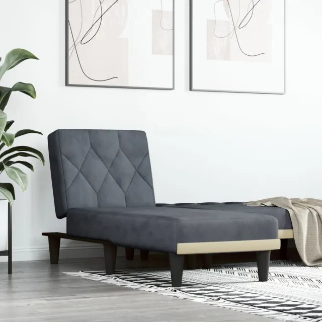 vidaXL Chaise longue fluweel donkergrijs grijs, foto 2