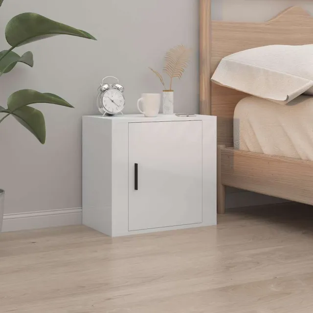 vidaXL Nachtkastjes 2 st wandgemonteerd 50x30x47 cm hoogglans wit, foto 3