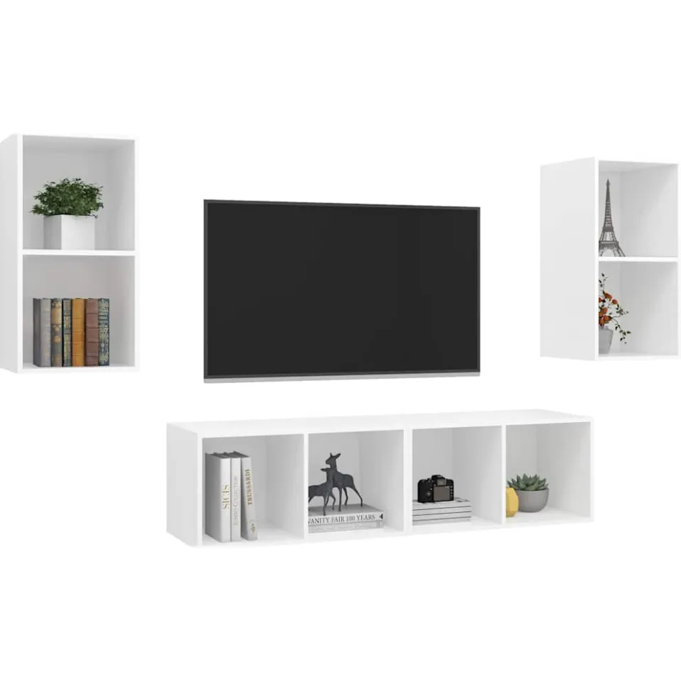 vidaXL Tv-wandmeubelen 4 st bewerkt hout wit, foto 4