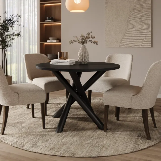 MEUBELLA Odin - Eetkamertafel - Zwart eikenpatroon - 110x110x76 cm