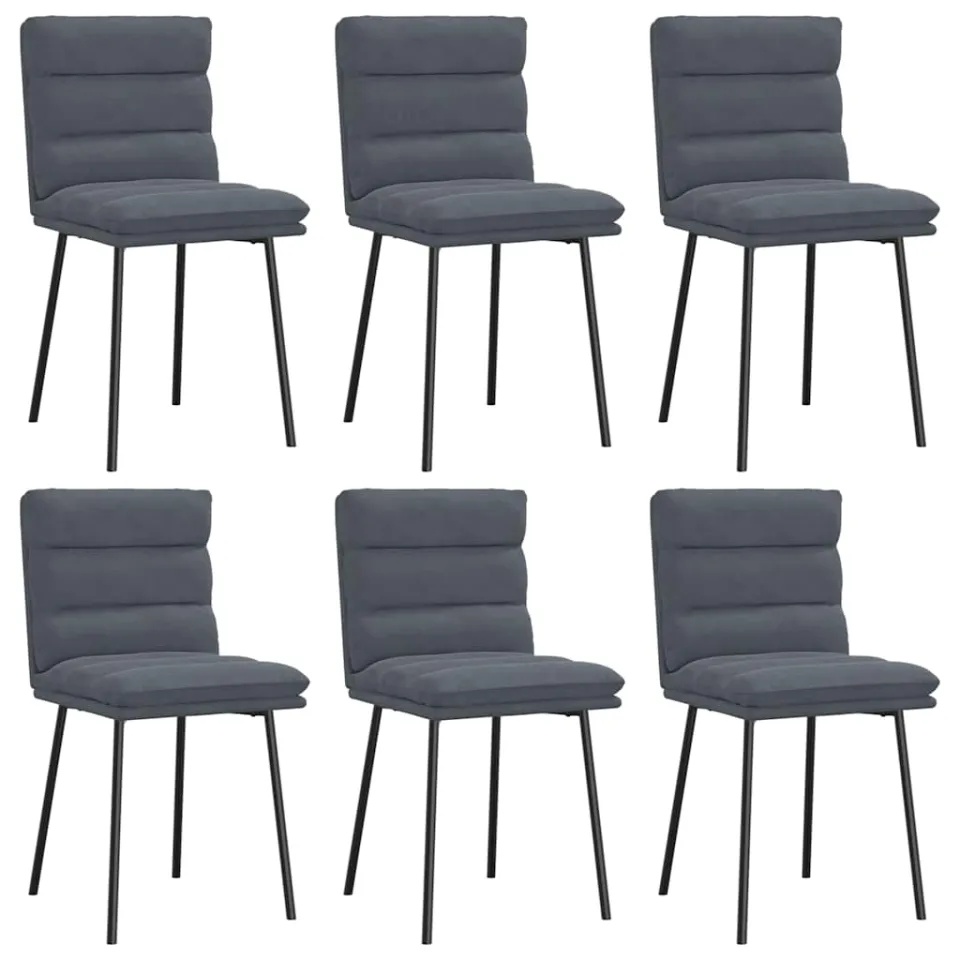 vidaXL Eetkamerstoelen 6 st fluweel donkergrijs grijs, foto 3
