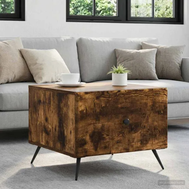 vidaXL Salontafel Gerookt eiken 49 x 50 x 40 cm Bewerkt hout, foto 2