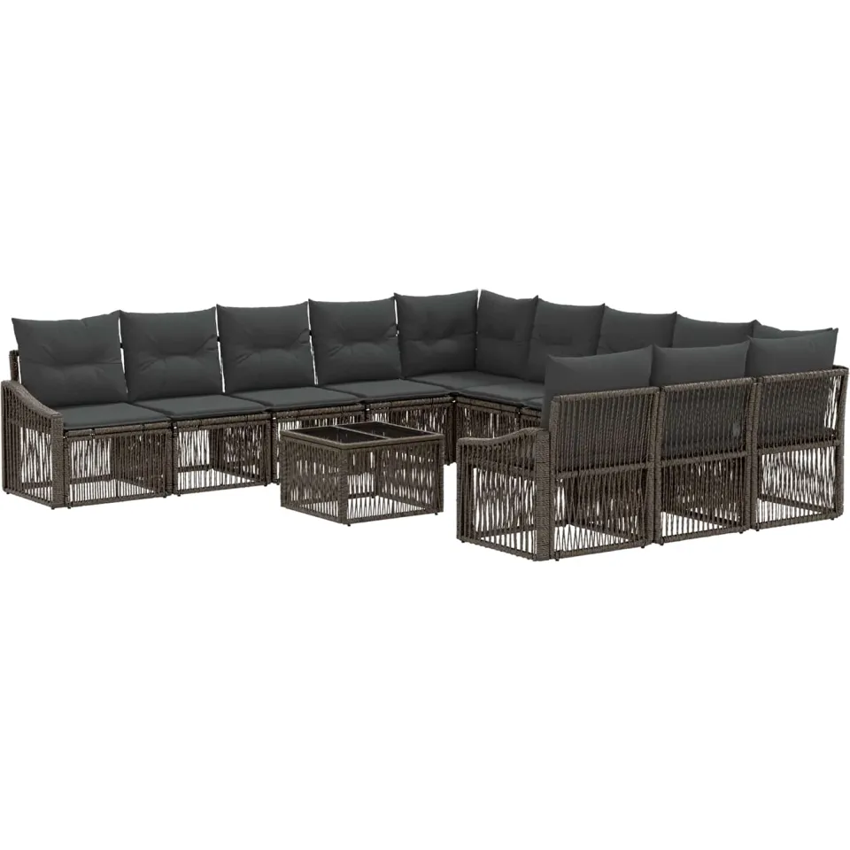 vidaXL Tuinbankenset 12 st 11-zits Grijs poly rattan, foto 3