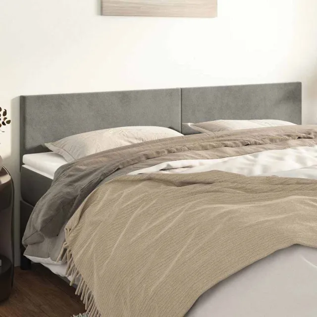 vidaXL Hoofdborden 200x5x78/88 cm fluweel lichtgrijs