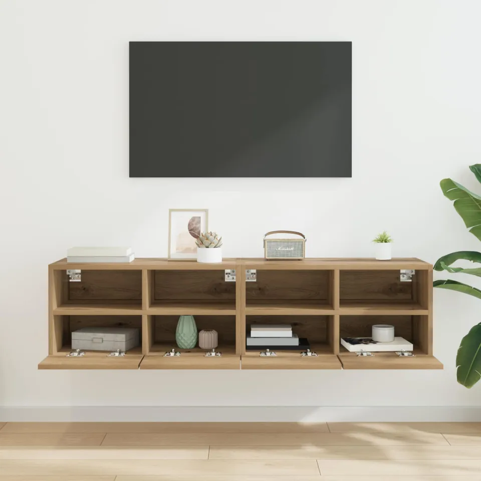 vidaXL TV Wandkasten 2 st Artisan Eiken Bewerkt hout, foto 4