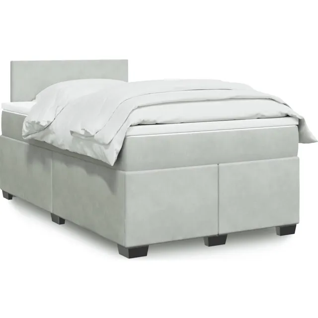vidaXL Boxspring met matras fluweel lichtgrijs 120x190 cm grijs