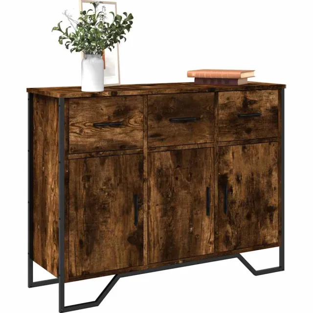 vidaXL Dressoir 97x32,5x74,5 cm bewerkt hout gerookt eikenkleurig Bruin