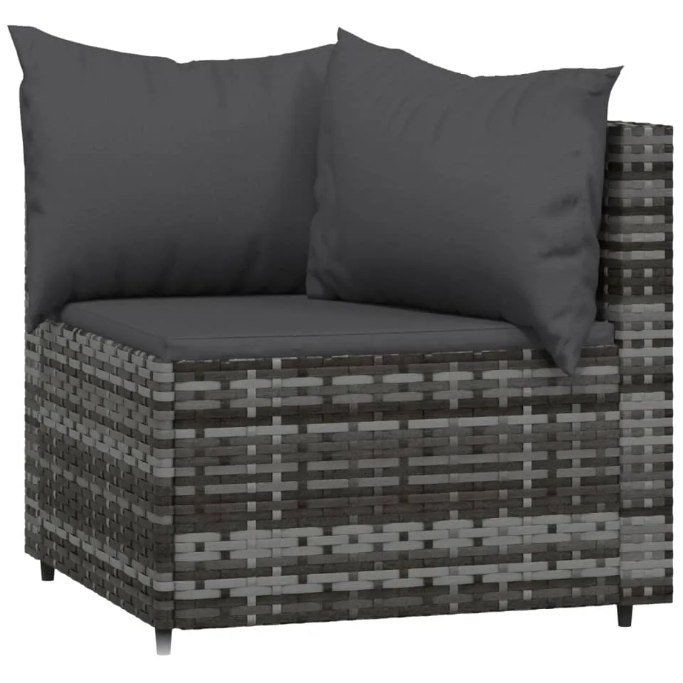 vidaXL 4-delige Loungeset met kussens poly rattan grijs