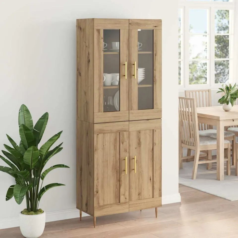 vidaXL Hoge kast 2 st Artisan Eiken 69,5 x 34 x 180 cm Bewerkt hout, foto 3