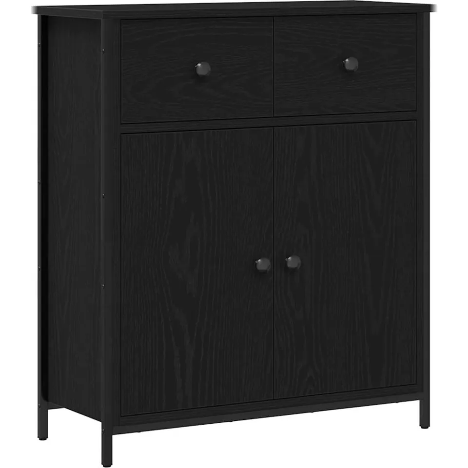 vidaXL Dressoir Zwart Eiken 70 x 30 x 80 cm Bewerkt hout, foto 3