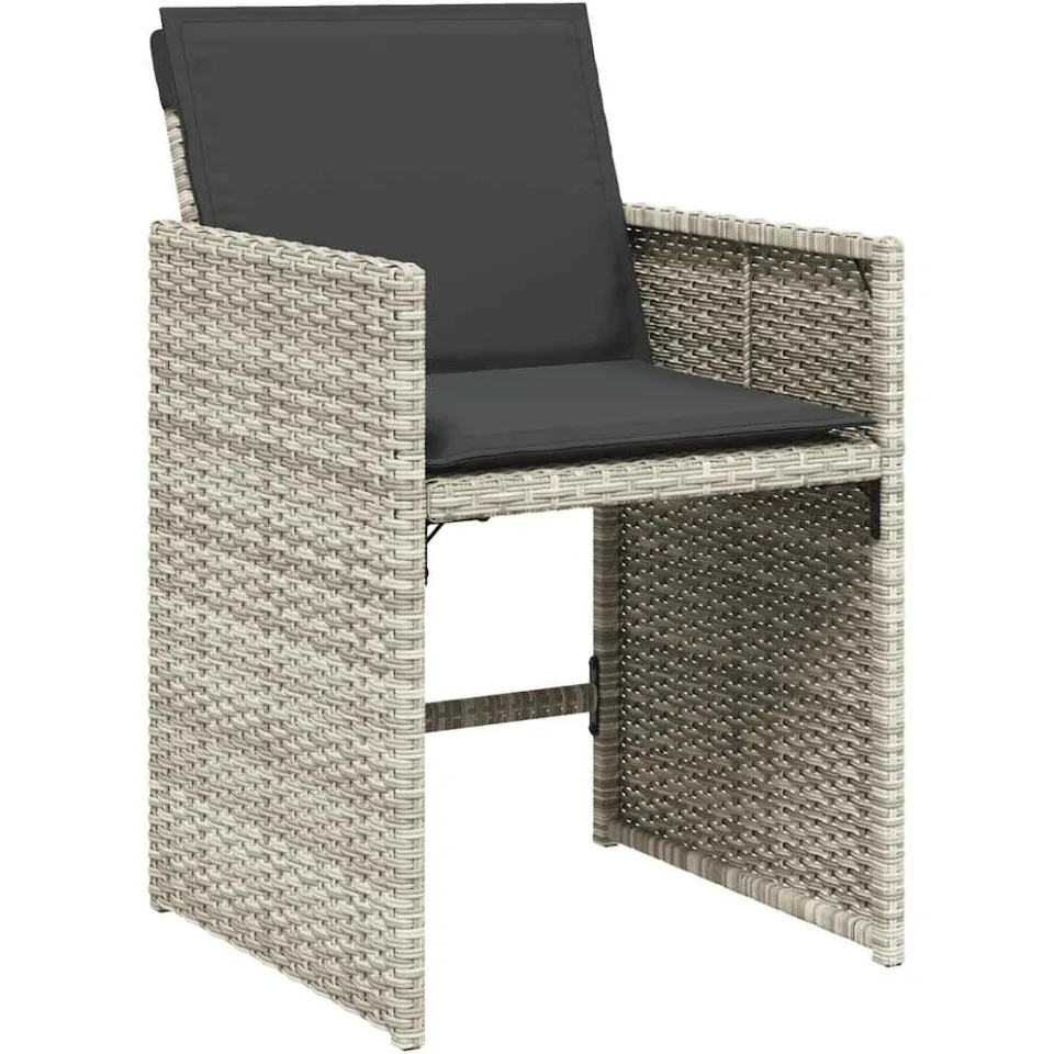 vidaXL 11-delige Tuinset met kussens poly rattan lichtgrijs grijs, foto 4