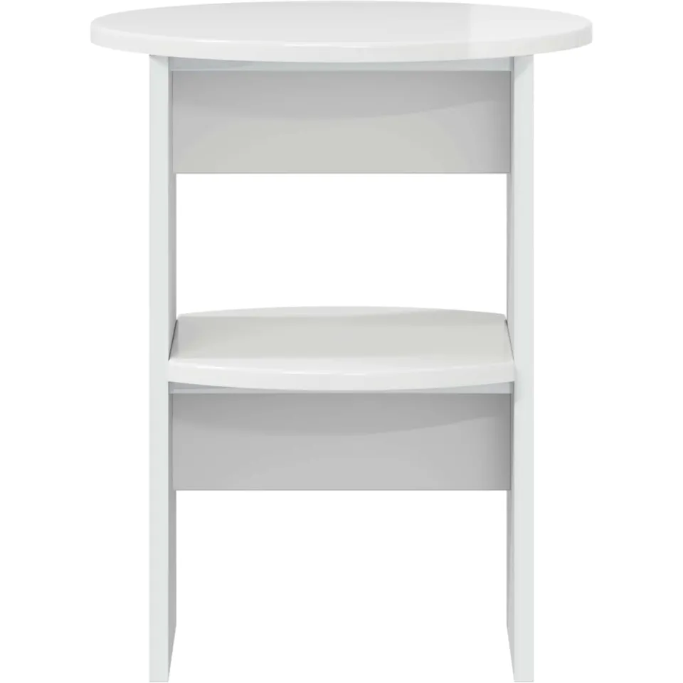 vidaXL Bijzetkast Hoogglans Wit Ø40 x 50 cm Geconstrueerd hout, foto 4