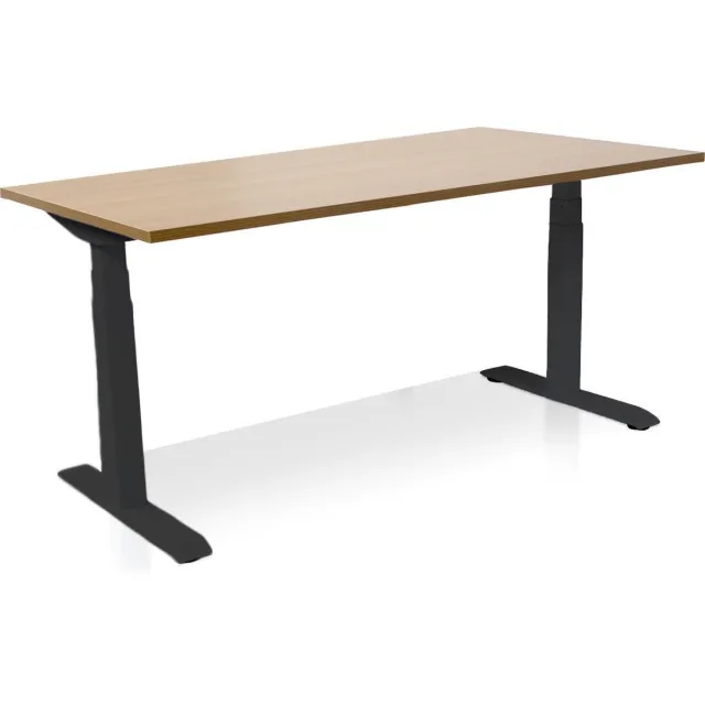 Multi Ratio Zit-sta bureau elektrisch verstelbaar - MRC PRO NEN-EN 527 | 160 x 80 cm | frame zwart - blad havanna | memory functie met USB | 150kg draagvermogen Zwart frame