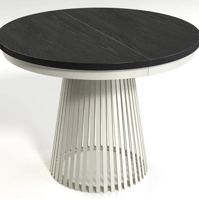 Selsey Garda – Uitschuifbare ronde eettafel, zwart/kasjmier, 100 cm