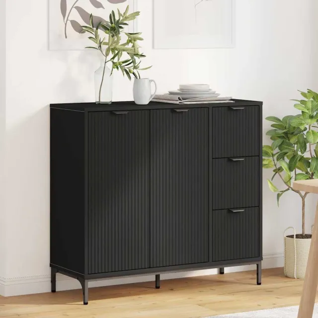vidaXL Dressoir Zwart 89,5 x 33 x 82 cm Bewerkt hout, foto 2