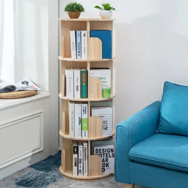 Dutchers .® Boekenkast Kinderen & Volwassenen - Boekenrek - Roterende Boekenplank - Organizer - Opbergrek - Kinderkamer - Draaibaar 360° Graden Bruin