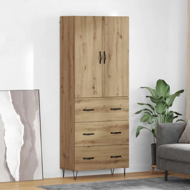 vidaXL Hoge kast 2 st Artisan Eiken 69,5 x 34 x 180 cm Bewerkt hout, foto 2